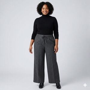 Zac & Rachel Charcoal Wide-Leg Drawstring Pants Size 2x